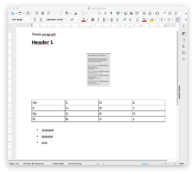 Trivial text document in LibreOffice 6.0